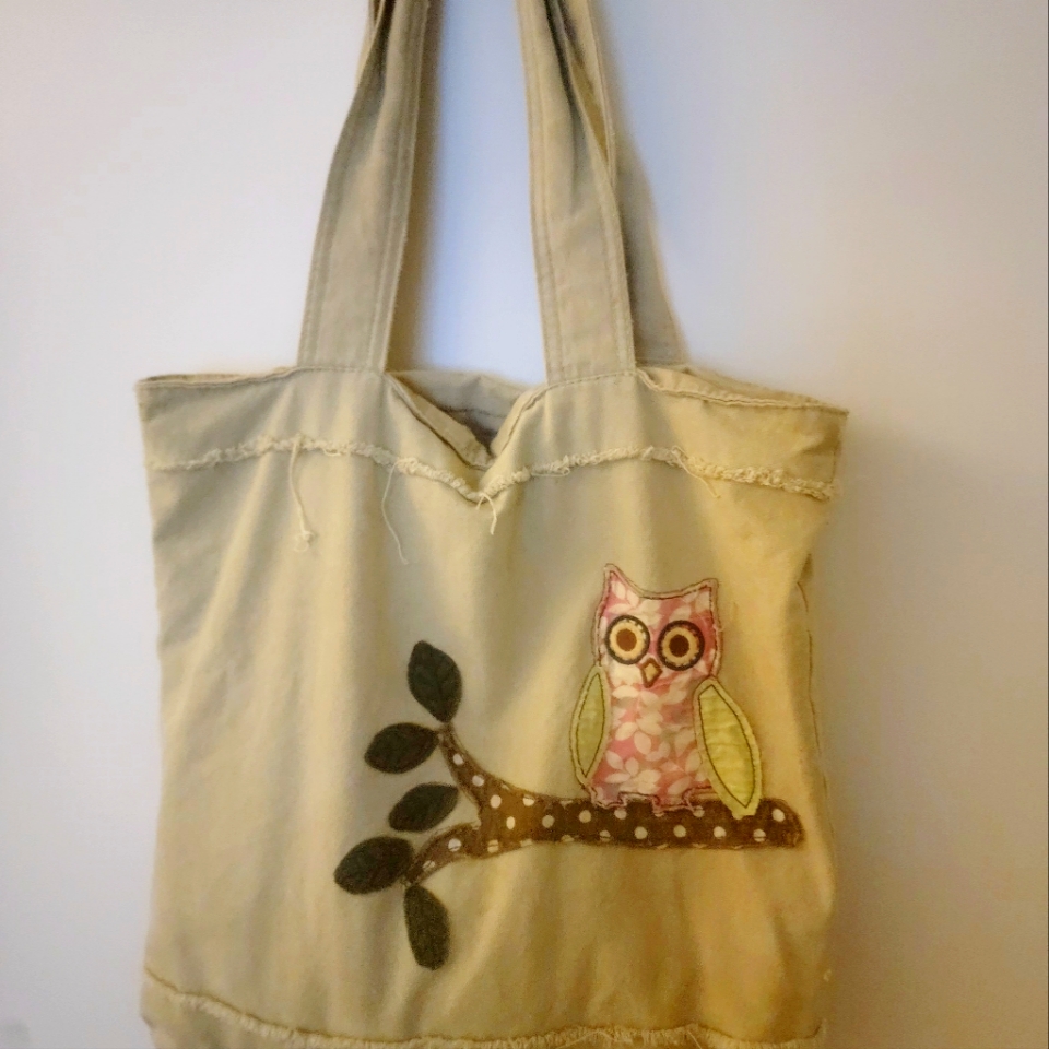 Mudd Canvas Patchwork Owl Bag